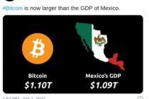 BTC 시총, 멕시코 2020년 GDP 규모 추월