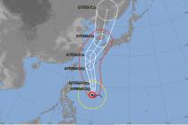 태풍 마이삭 6시에 발표된 일본기상대 예상진로도